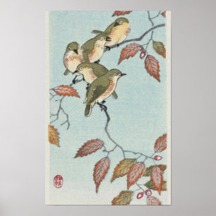 Vögel auf einem Ast von Ohara Koson Poster