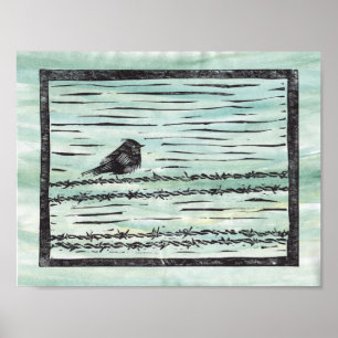 Vogel auf einem Draht - Farbe Poster