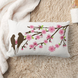 Vögel auf einem Kirschblossom Zweig Lumbar Pillow Lendenkissen