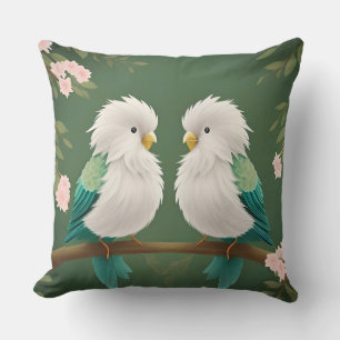 Vögel auf einem Kirschblütenzweig Kissen