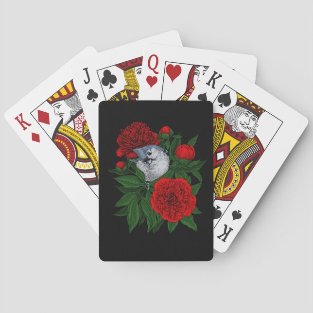 Vogel auf einem roten Tornadenstaub Spielkarten (Rückseite)