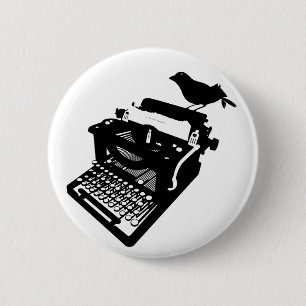 Vogel auf einem Schreibmaschinen-Knopf Button