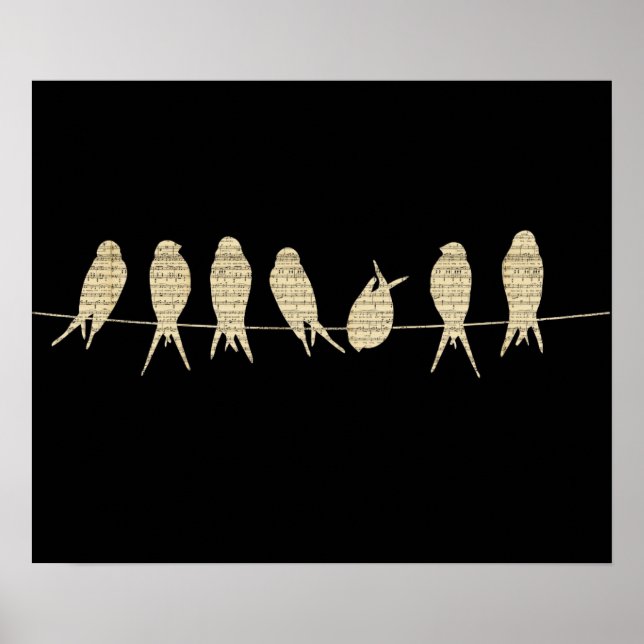 Vögel auf einem Wirbel Poster (Vorne)
