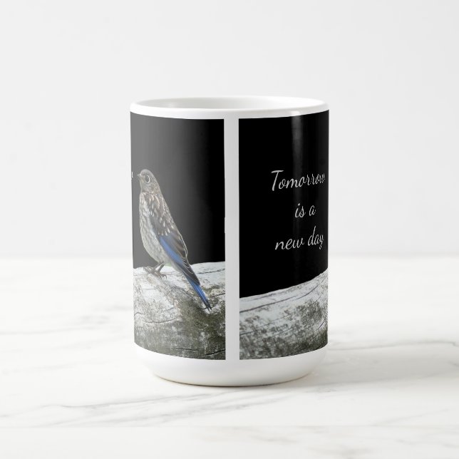 Vogel auf einem Zaun Becher Kaffeetasse (Mittel)