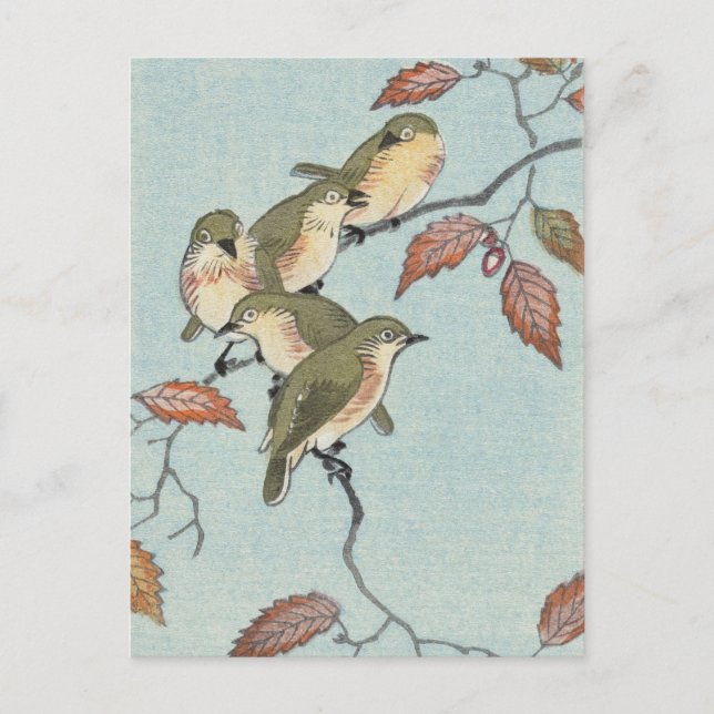 Vögel auf einem Zweigbild von Ohara Koson Postkarte (Vorderseite)