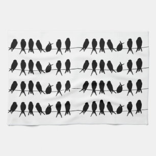 Vögel auf einer Draht ~ editable Hintergrundfarbe Geschirrtuch