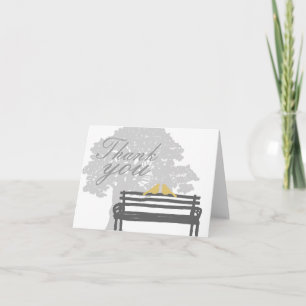 Vögel auf einer Hochzeit in der Parkbank Dankeskarte