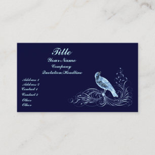Vogel auf einer Schriftrolle (Blau) Visitenkarte