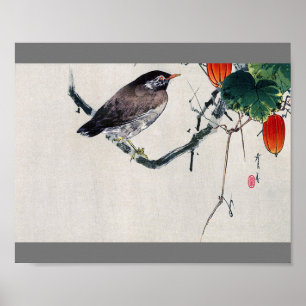 Vogel auf einer Trichosanthes Branch, Watanabe Sei Poster