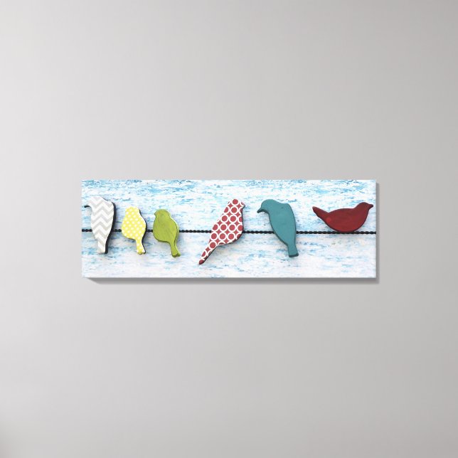 Vögel auf einer Wire 36" x 12", 1,5" Leinwanddruck (Vorderseite)