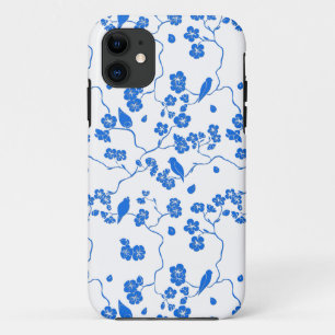 Vögel auf Kirschblüten Blaudruck Case-Mate iPhone Hülle