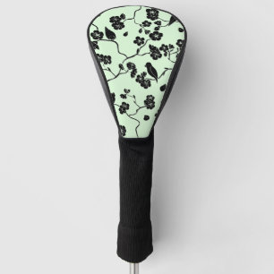 Vögel auf Kirschblüten Schwarz auf Minzgrün Golf Headcover