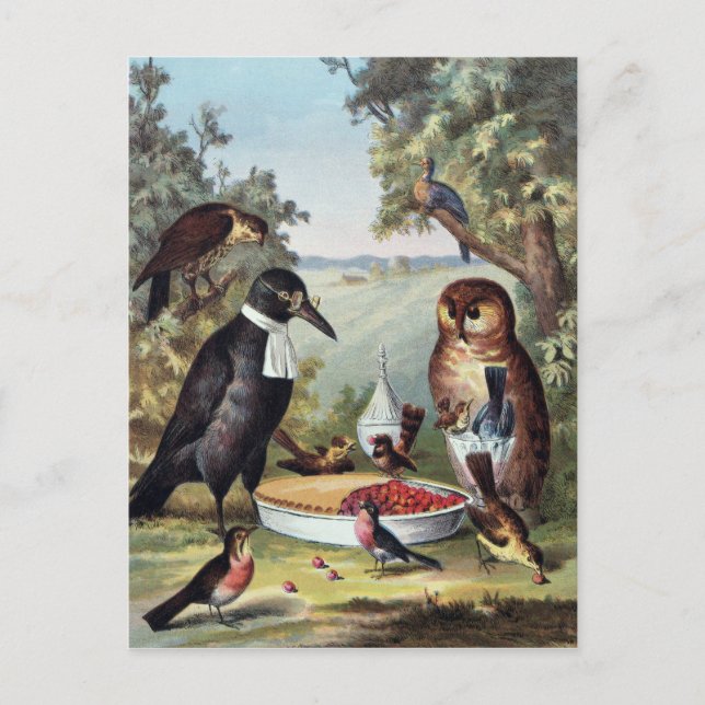 Vögel auf Picnic, Malerei, Reproduktion, Postkarte (Vorderseite)