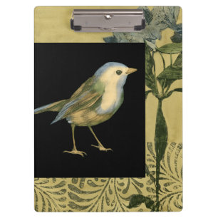Vogel auf schwarzem und Vintagem Hintergrund Klemmbrett