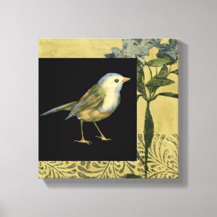 Vogel auf schwarzem und Vintagem Hintergrund Leinwanddruck
