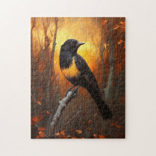 Vogel auf Zweig im Autumnalwald