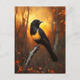 Vogel auf Zweig im Autumnalwald Postkarte