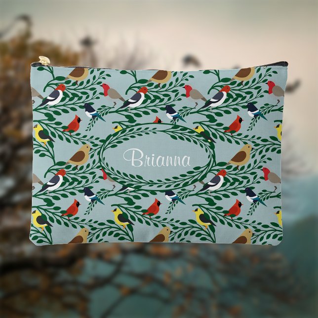 Vögel auf Zweigen Personalisiert Zubehörtasche (Von Creator hochgeladen)
