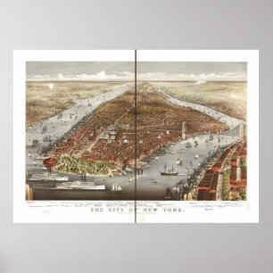 Vogel-Augen-Ansicht-panoramische Karte 1876 New Poster