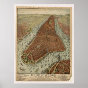 Vogel-Augen-Ansicht-panoramische Karte 1879 New Poster