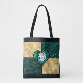 Vögel aus aquamarinem, schwarzem und goldfarbenem tasche