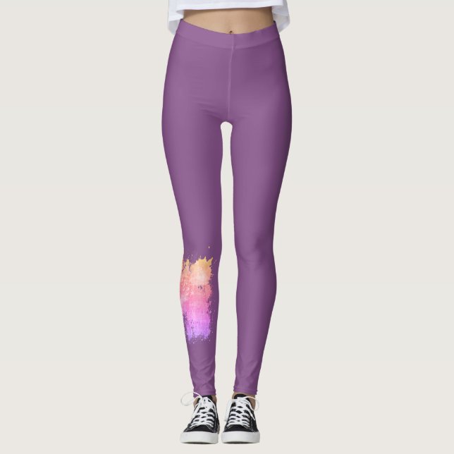 Vögel aus dem Draht - Pflaume mit Pfirsich und Ros Leggings (Vorderseite)
