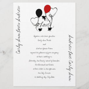 Vögel, Balloons und Herz Hochzeiten Einladung