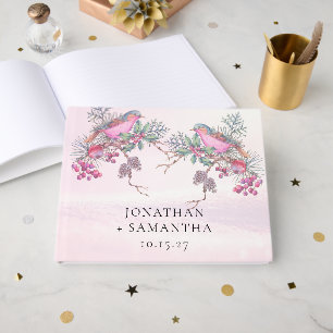 Vögel & Beeren Zapfen Aquarell Winterhochzeit Gästebuch