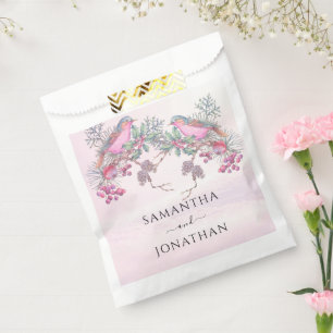 Vögel & Beeren Zapfen Aquarell Winterhochzeit Geschenktütchen