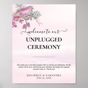 Vögel & Beeren Zapfen Aquarell Winterhochzeit Poster