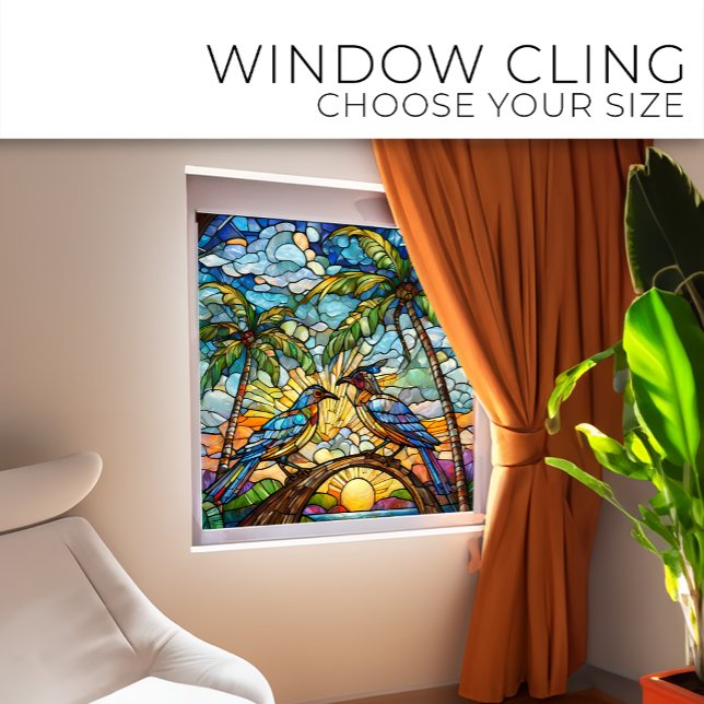 Vögel bei Sonnenaufgang Festigte Glaskunst Fensteraufkleber (Von Creator hochgeladen)