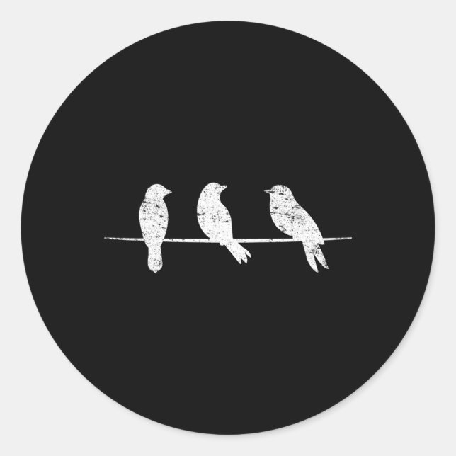Vögel beobachten drei Vögel auf einem Draht Runder Aufkleber (Vorderseite)