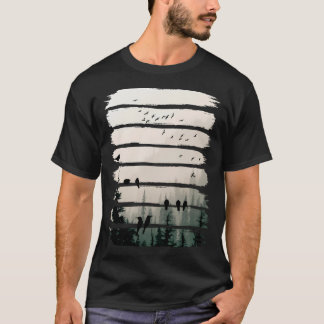Vögel beobachten Vögel bei Sonnenuntergang T-Shirt