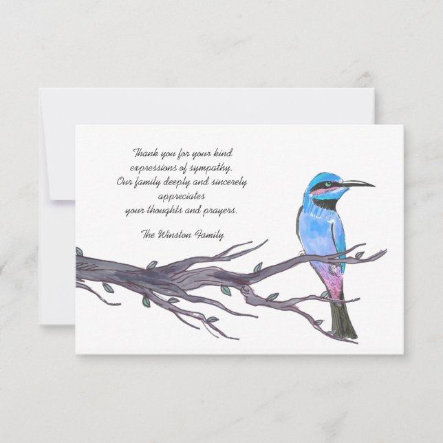 Vogel-Besuchen. - Trauerfall danken Ihnen Notecard Dankeskarte (Vorderseite)