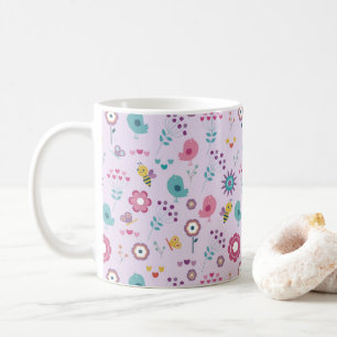 Vögel, Bienen und Schmetterlinge Floral Kaffeetasse