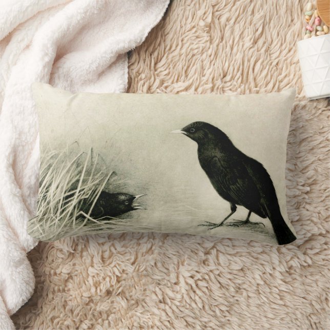 Vögel. Blackbird Crow Babys Lendenkissen (Decke)