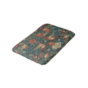 Vögel Blätter Blumenvintage-William-Morris-Muster Badematte