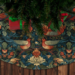 Vögel Blätter Floral Vintage William Morris Muster Polyester Weihnachtsbaumdecke