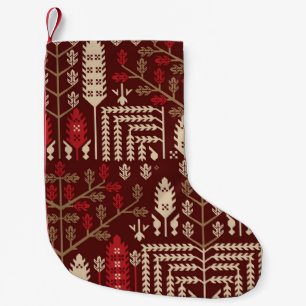 Vögel Blume Dunkles blaues Muster Kleiner Weihnachtsstrumpf