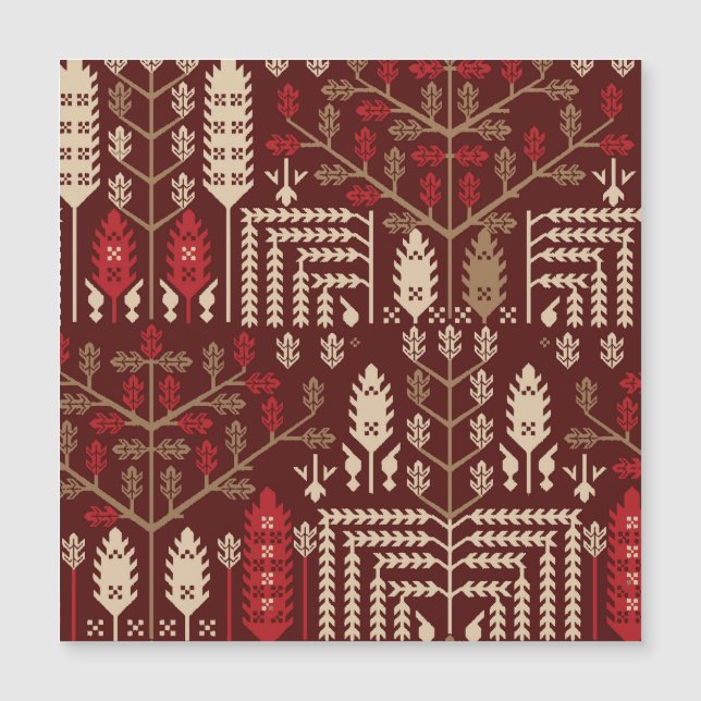 Vögel Blume Dunkles blaues Muster Magnetkarte (Vorderseite)