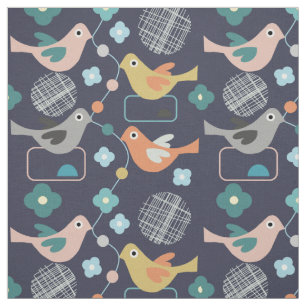 Vögel Blume Retro Moderne Mittelalter Fun Muster Stoff