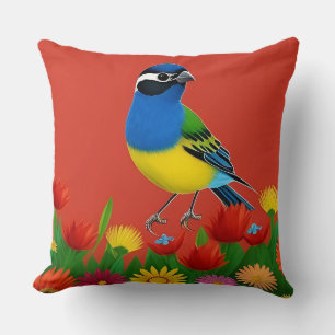 🌸 Vogel Blumen Naturliebhaber Geschenk Wohnungsde Kissen