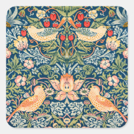 Vögel & Blumen Wm Morris Quadratischer Aufkleber