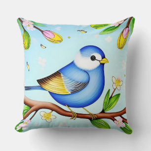 Vogel Blumen Wurfkissen Frühling Wohndekoration Kissen
