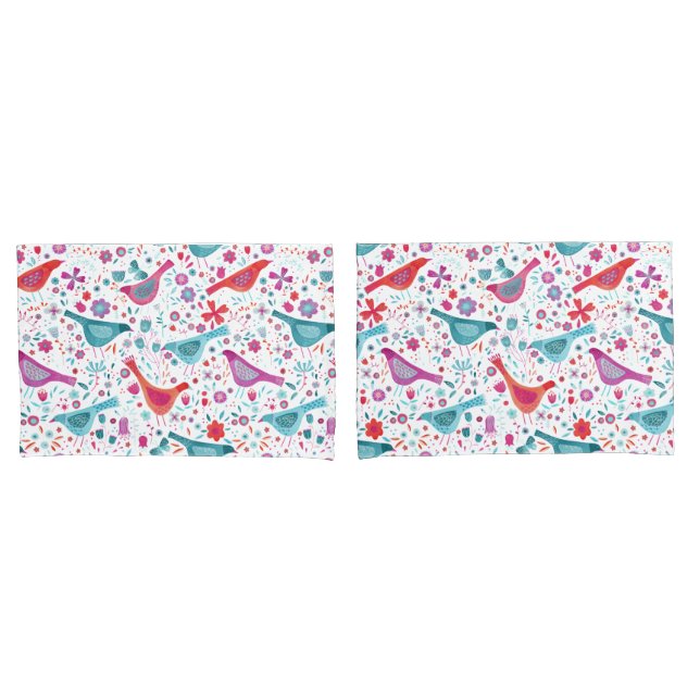 Vögel Blumengewässer Kissenbezug (Vorderseite-Set)