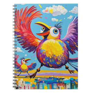 Vögel bunten Kunst abstrakt dick Riesen niedlich l Notizblock