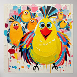 Vögel bunten Kunst abstrakt dick Riesen niedlich l Poster