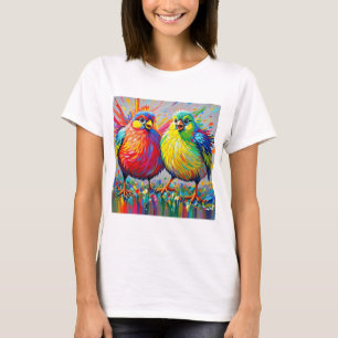 Vögel bunten Kunst abstrakt dick Riesen niedlich l T-Shirt