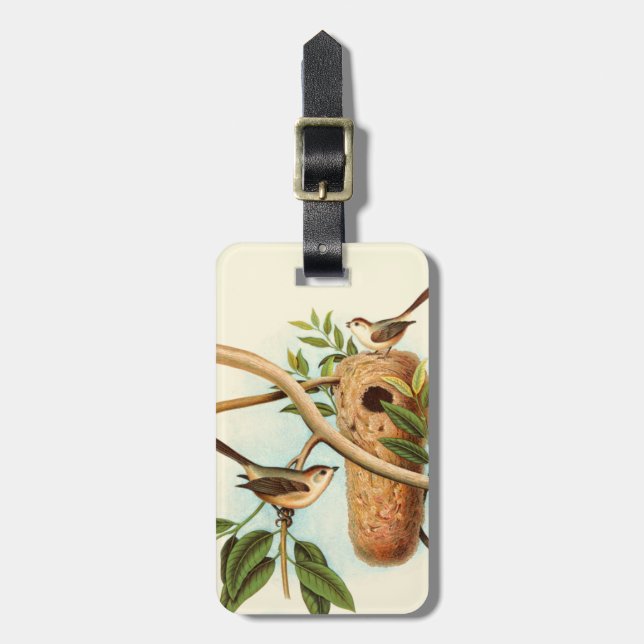 Vogel Couple auf einem Nest auf einem Zweig Gepäckanhänger (Vorderseite vertikal)