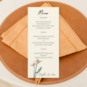 Vögel des Paradieses für das Hochzeitswasserdesign Menükarte